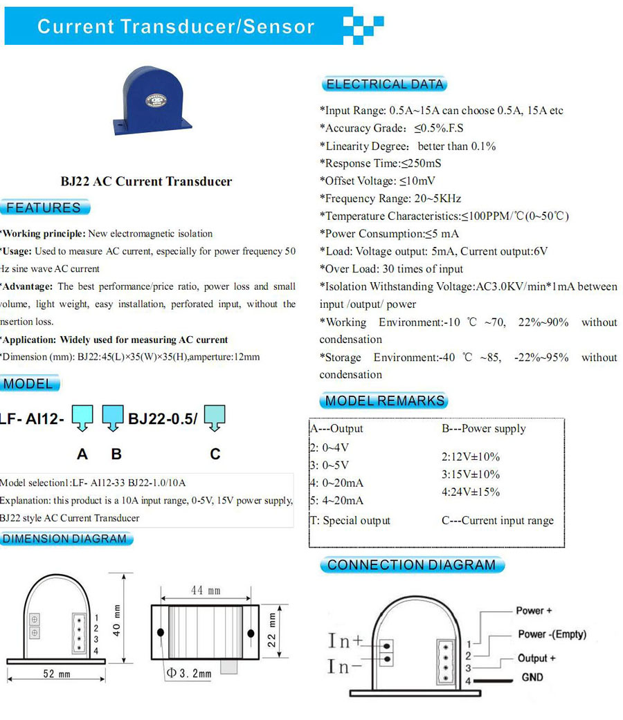 BJ22 AC Current Transducer